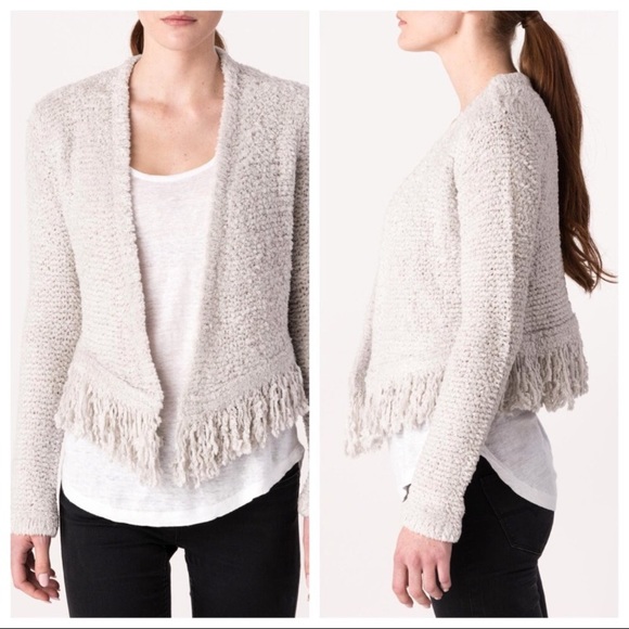 Margaret O'leary Women's XS Samantha Cashmere Blend Fringe Jacket Cardigan Cozy - Picture 6 of 6